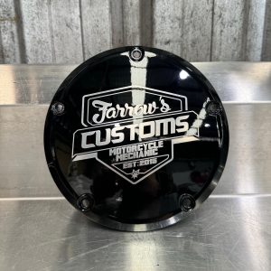 FARROWS CUSTOMS 5-Hole Derby Cover - GLOSS Black. Fits ’06-'17 Dyna, '07-'18 Softail (except FLSB) and ’07-'15 Touring and Trike
