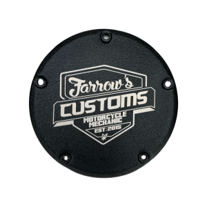 FARROWS CUSTOMS 5-Hole Derby Cover - WRINKLE Black. Fits ’06-'17 Dyna, '07-'18 Softail (except FLSB) and ’07-'15 Touring and Trike