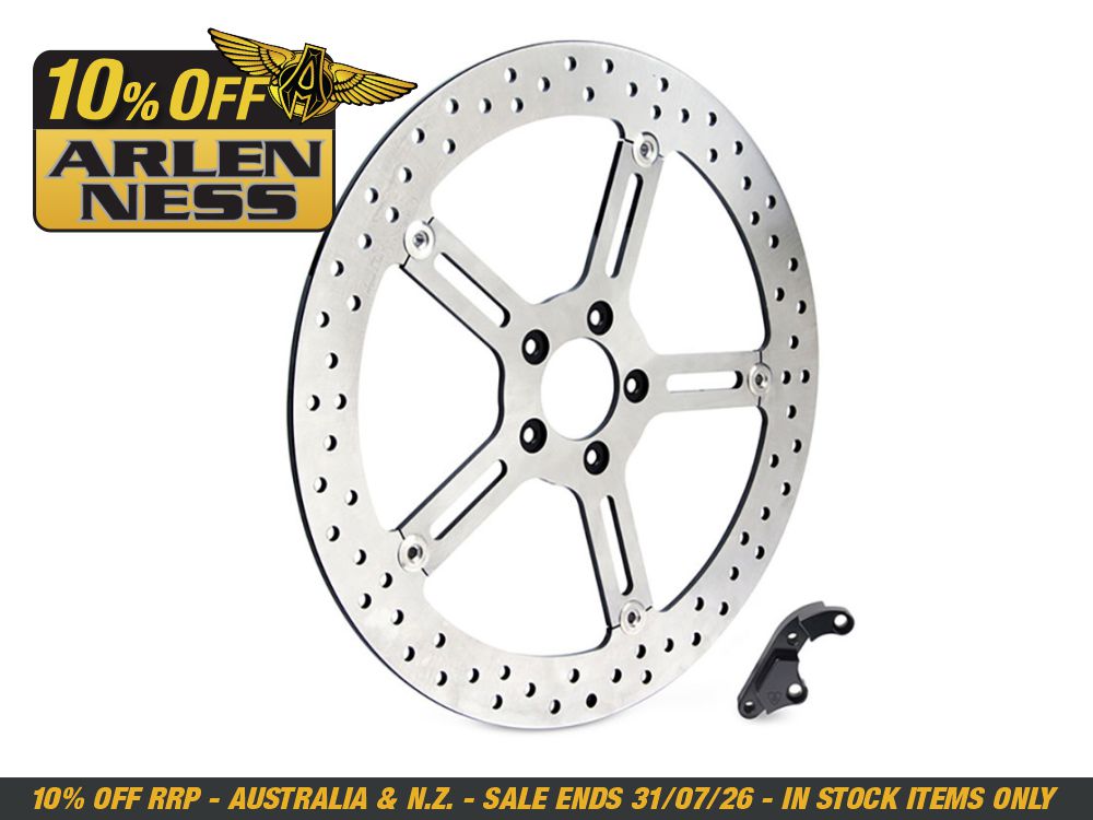 Arlen Ness 15in. Left Hand Front Big Brake Disc Rotor. Fits Softail 2015-2017 & Dyna 2006-2017.