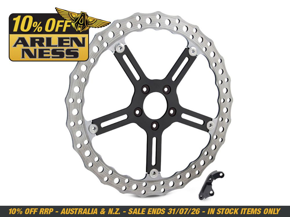 Arlen Ness 15in. Right Hand Front Jagged Big Brake Disc Rotor. Fits Softail 2015-2017 & Dyna 2006-2017.
