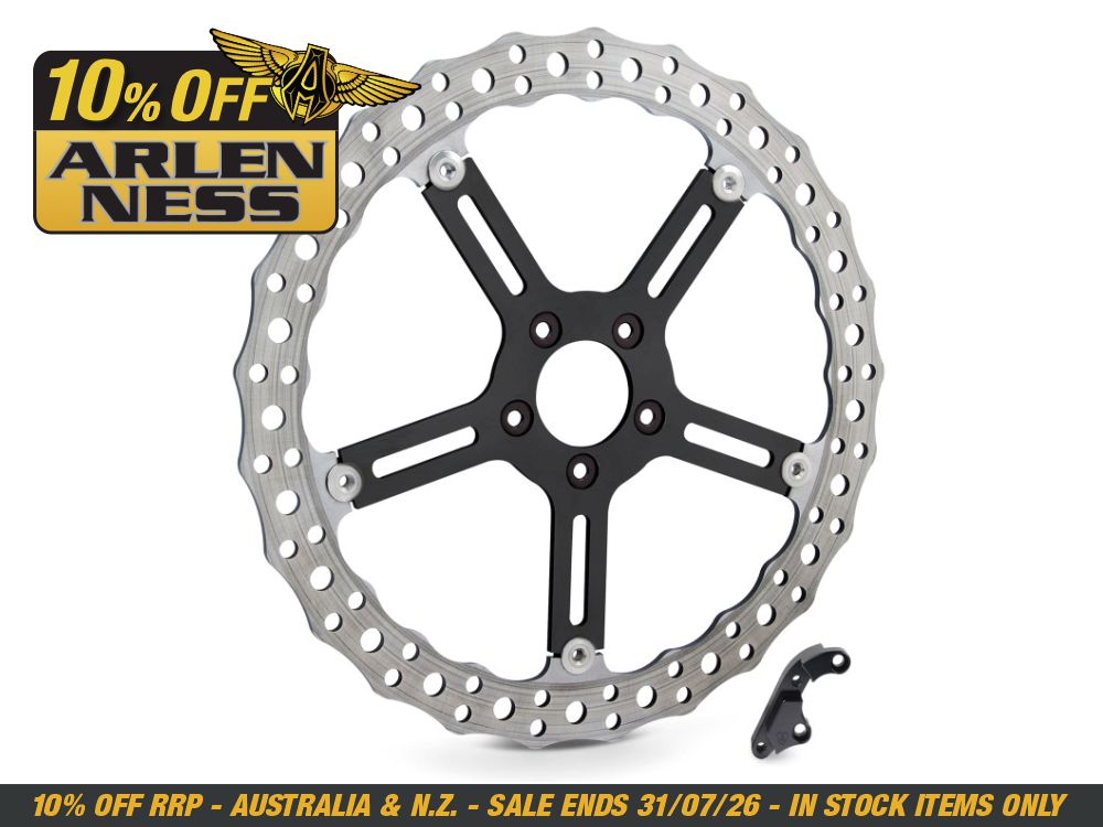 Arlen Ness 15in. Right Hand Front Jagged Big Brake Disc Rotor. Fits Softail Sport Glide & Low Rider S & ST 2018up.